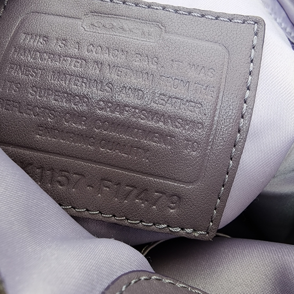 COACH F17479 Lilac & Khaki Penelope Opt Sateen Lilac Patent Leather Trim - Picture 10 of 16